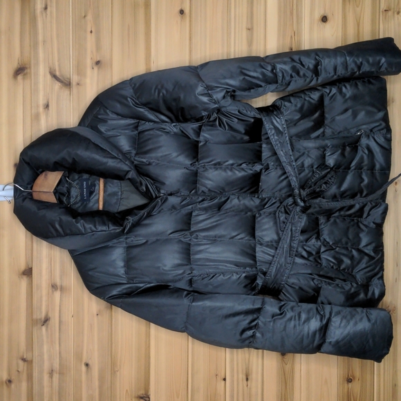 Lands' End Jackets & Coats Lands End Puffer Jacket Belted Dark Gray